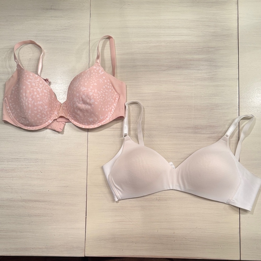 Warner's Pink and White Bra Duo Size 34C